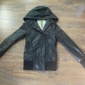 Soia & Kyo hooded leather jacket